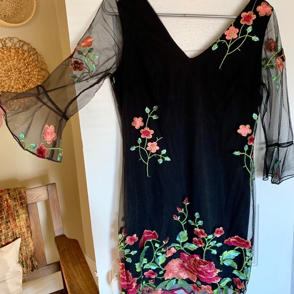 Black floral homecoming dress